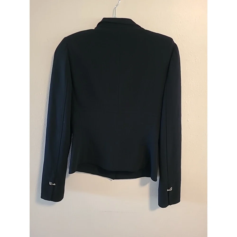 CARLISLE Womans Size 6 DIPLOMAT Black Wool Blend‎ BLAZER JACKET Silver